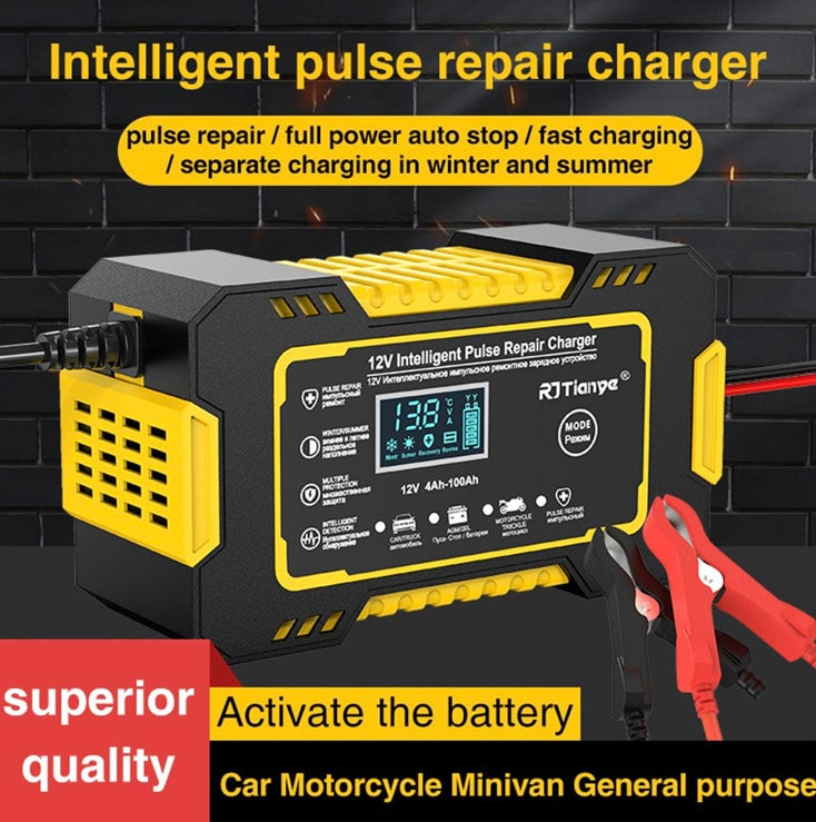 Battery Charger 12V 6A Intelligent Repair Charger with LCD Display