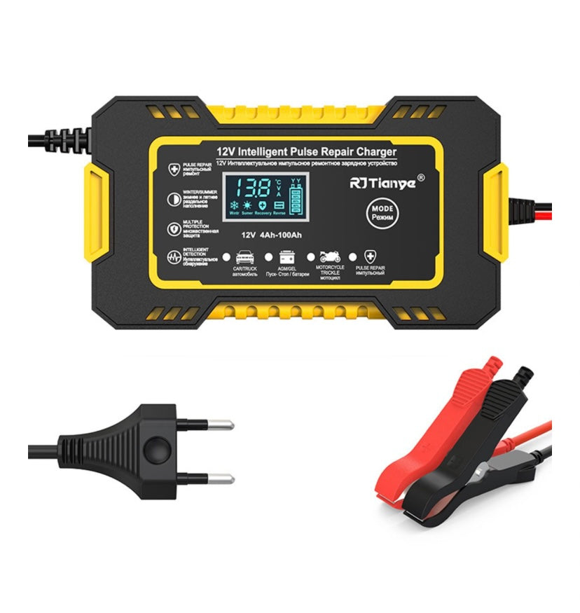 Battery Charger 12V 6A Intelligent Repair Charger with LCD Display