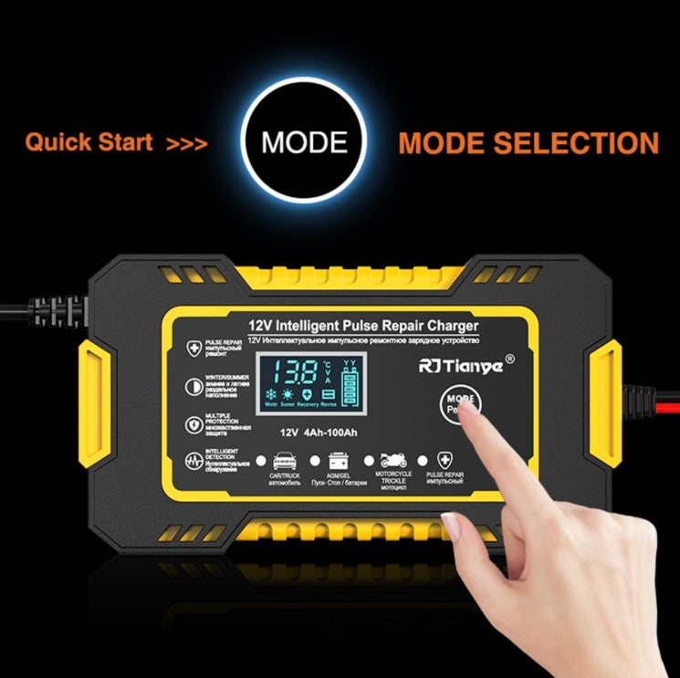 Battery Charger 12V 6A Intelligent Repair Charger with LCD Display